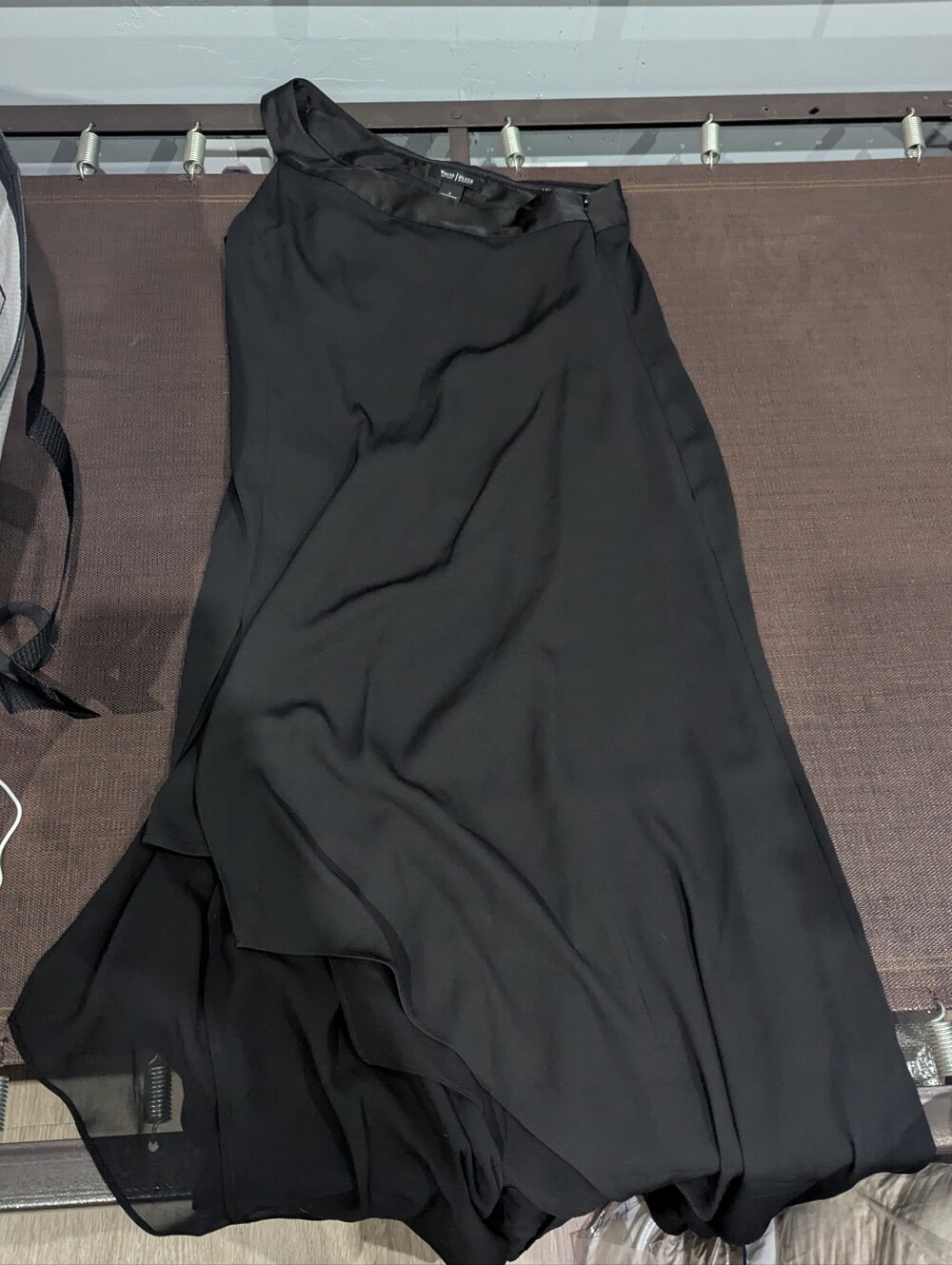 White House Black Market Black Asymmetrical Layered Dress One Shoulder